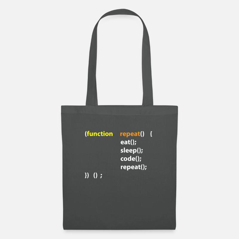 Code Eat Sleep Repeat Hacker IT Cadeau - Sac en tissu - gris graphite