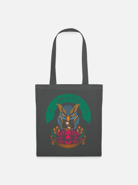 Lotus Eule Garten Geschenk - Stoffbeutel - Graphite