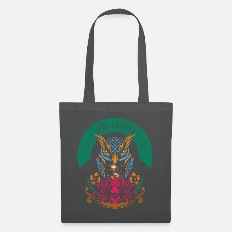Lotus Eule Garten Geschenk - Stoffbeutel - Graphite