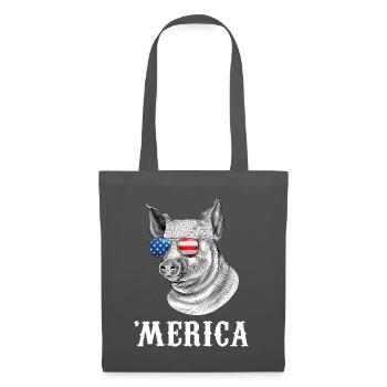 Pig Merica 4th of July Farmer American Flag USA - Tote Bag - graphite grey - Front
