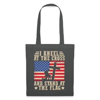 I kneel at the cross and stand at the flag - Tote Bag - graphite grey - Front
