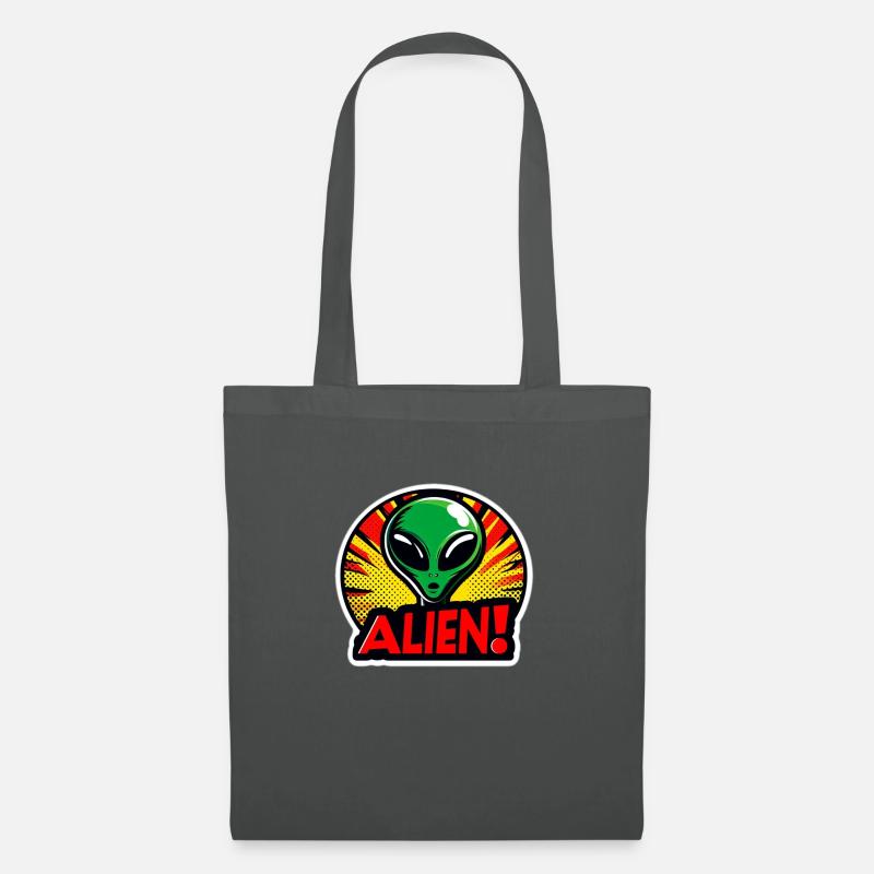 Alien Comic Sticker Explosion Design - Tote Bag - graphite grey