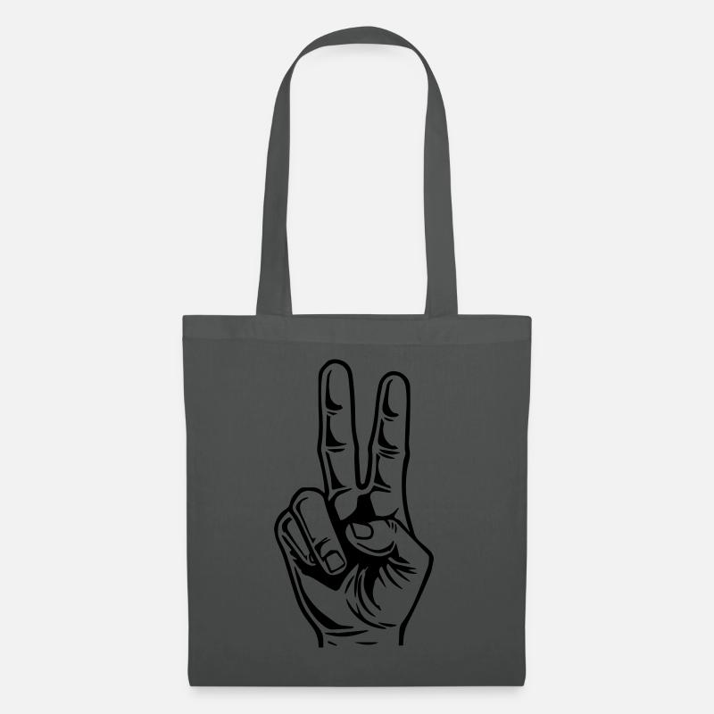 Peace Hand – Einfaches Zeichen, starke Botschaft - Stoffbeutel - Graphite