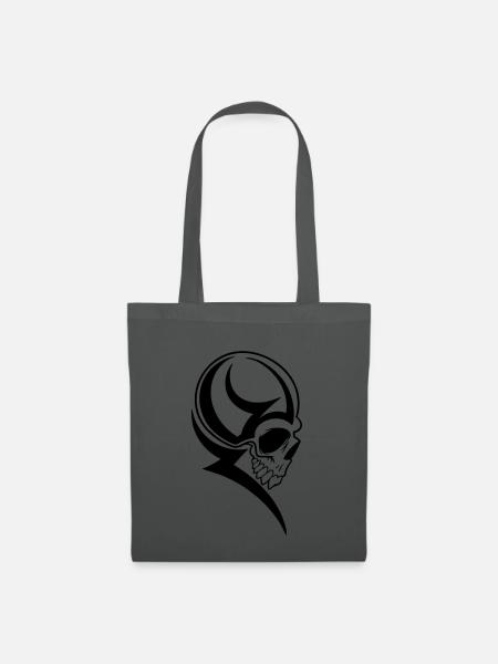 Totenkopf Skin Tribal Tattoo Alien - Stoffbeutel - Graphite
