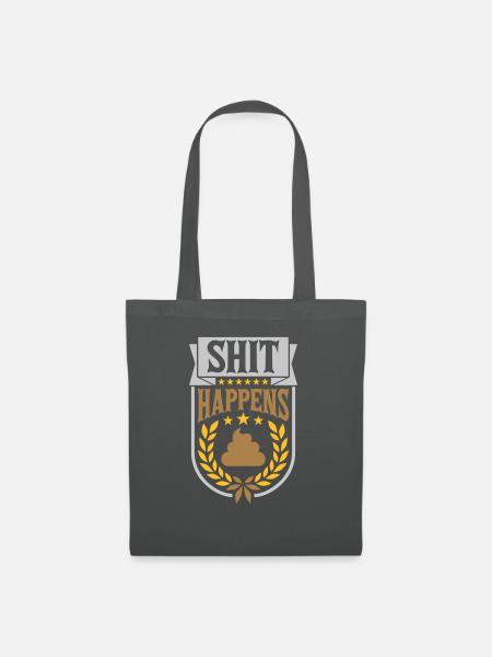 Lorbeerkranz Shit happens Zitat - Stoffbeutel - Graphite