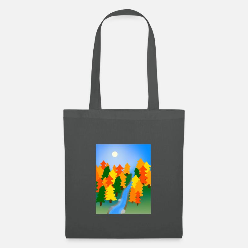 Der Fluss durch den Herbstwald - Stoffbeutel - Graphite