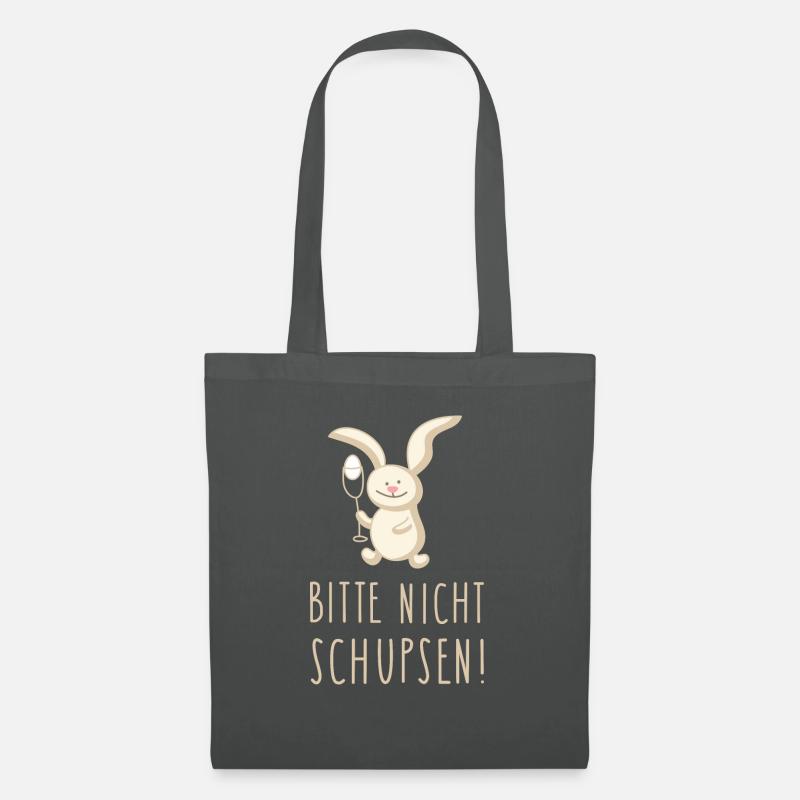 Hase, Ei und Spruch - Stoffbeutel - Graphite