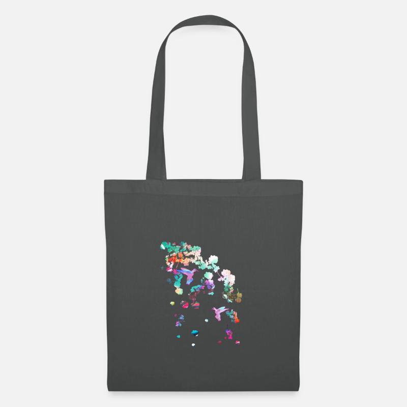kirschblüte,blumen,blüten,blumen,kolibri - Stoffbeutel - Graphite