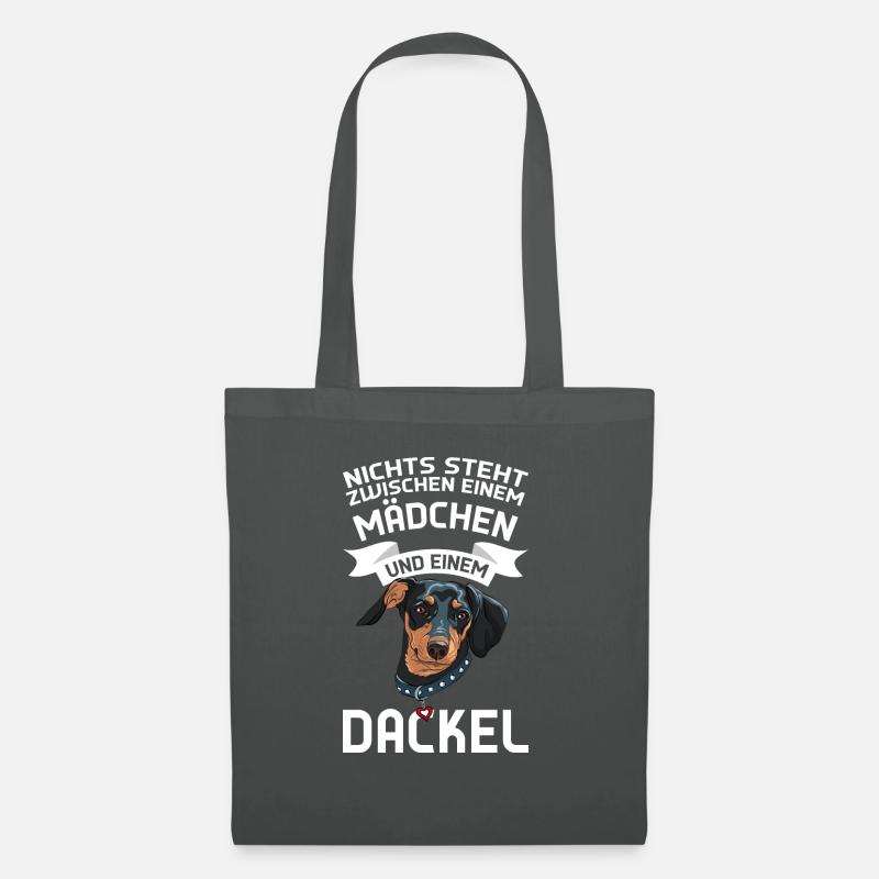 Dackel Hund Dackel Mädchen Geschenk - Stoffbeutel - Graphite