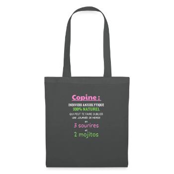 Copine humour - Sac en tissu - gris graphite - Devant