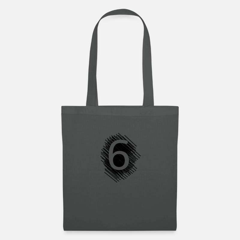 Zahl 6 Sechs - Stoffbeutel - Graphite