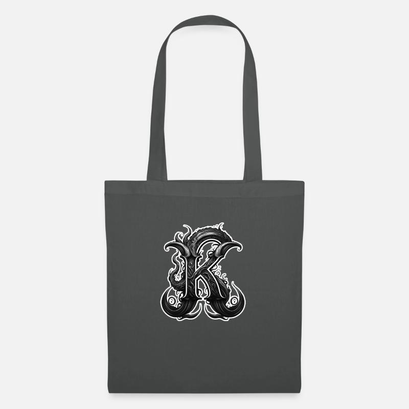 Buchstabe k Schwarz - Stoffbeutel - Graphite