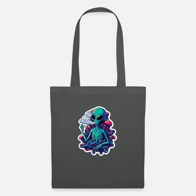Neon Alien mit Nebelrauch - Stoffbeutel - Graphite