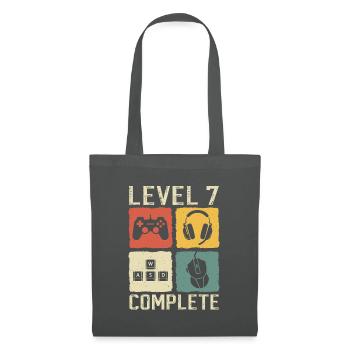 7th Birthday Level 7 Complete Gamer 7 Years - Tote Bag - graphite grey - Front