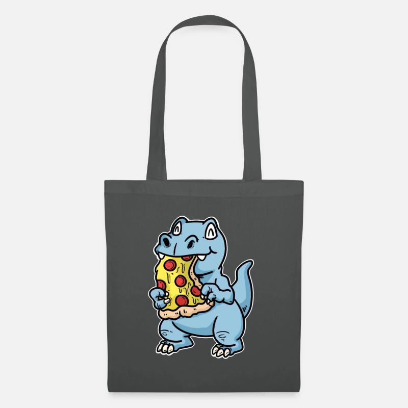 Dino mit Pizza - Stoffbeutel - Graphite