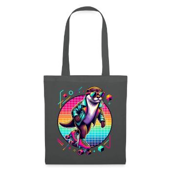 Loutre cool sur patins à roulettes avec lunettes de soleil - Sac en tissu - gris graphite - Devant