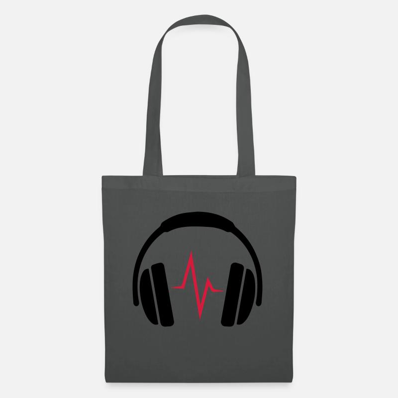 DJ Kopfhörer mit Beat - Stoffbeutel - Graphite