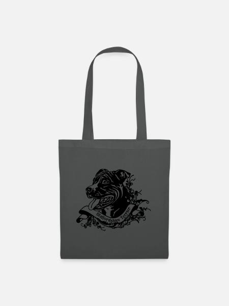 Staffordshire Terrier mit floralem Retro-Banner 2 - Stoffbeutel - Graphite