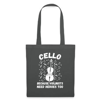 Because Violinists Need Heros Too Lustiger Cellist - Stoffbeutel - Graphite - Vorne