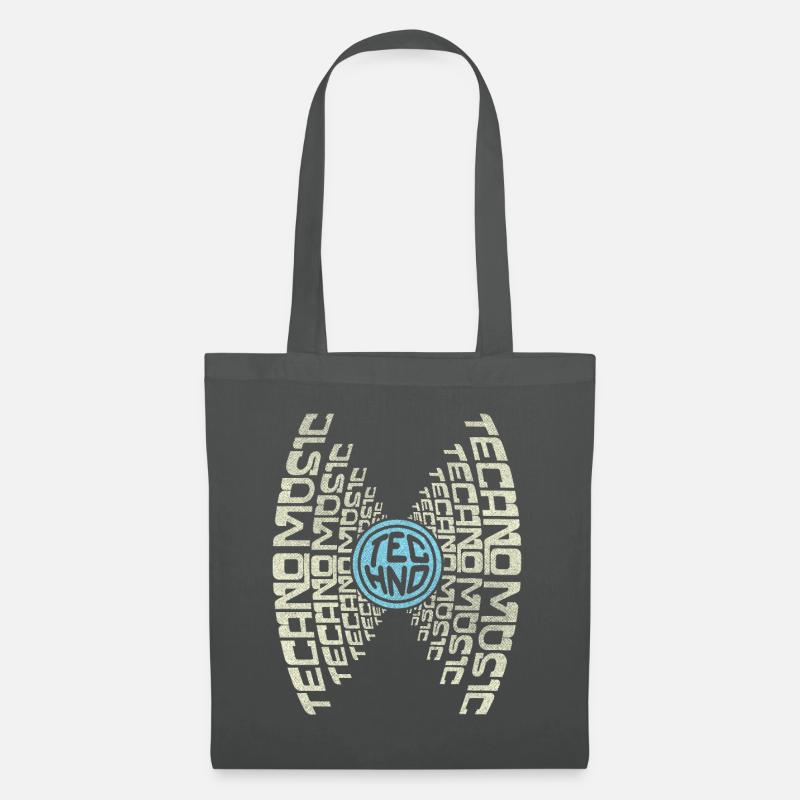 GIVE ME TECHNO MUSIC | Text Grafik Techno Shirt - Stoffbeutel - Graphite