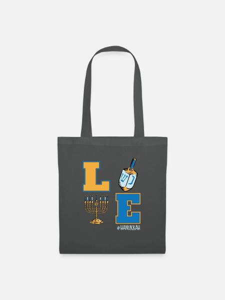 Love Hanukkah, Jüdische Dreidel Menora Chanukka - Stoffbeutel - Graphite