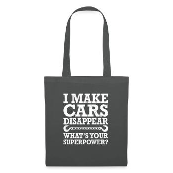 I Make Cars Dissapear Superpower, Abschleppwagen - Stoffbeutel - Graphite - Vorne