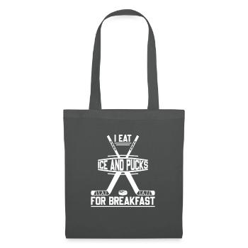 I Eat Ice And Pucks For Breakfast, Hockey Player - Tote Bag - graphite grey - Front