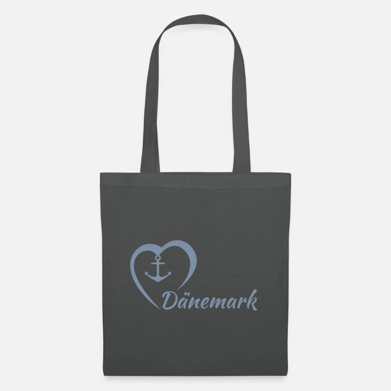 Dänemark - Herz und Anker - Stoffbeutel - Graphite