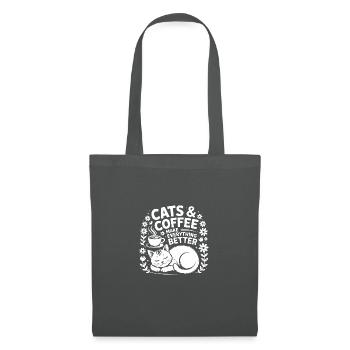 Katze und Kaffee ist alles was ich brauche - Stoffbeutel - Graphite - Vorne