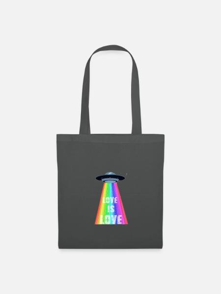 ufo,weltall,LGBT,Regenbogen,All - Stoffbeutel - Graphite