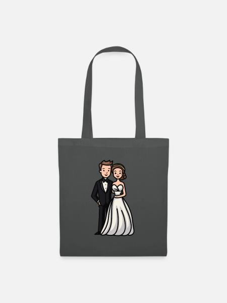 Hochzeit Braut Bräutigam Brautpaar - Stoffbeutel - Graphite