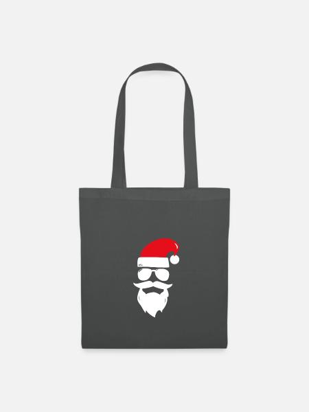 Weihnachtsmann Mütze Sonnenbrille Bart Santa - Stoffbeutel - Graphite