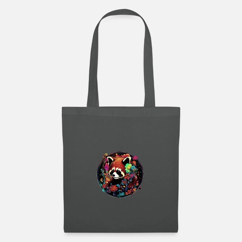 Roter panda,panda,Blumen, illustration - Stoffbeutel - Graphite