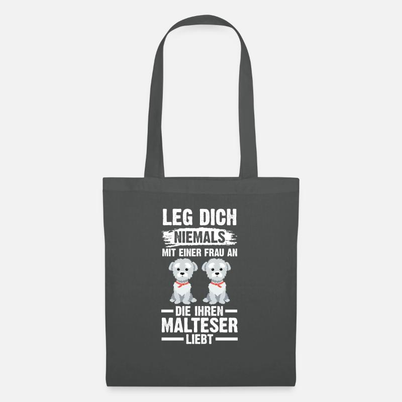Hund Malteser - Stoffbeutel - Graphite