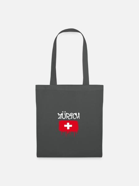 zürich, graffiti,flagge,schweiz,schweizer flagge - Stoffbeutel - Graphite