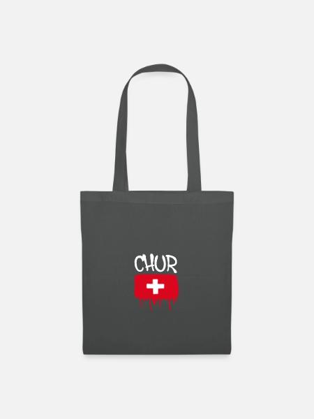 chur, graffiti,flagge,schweiz,schweizer flagge - Stoffbeutel - Graphite