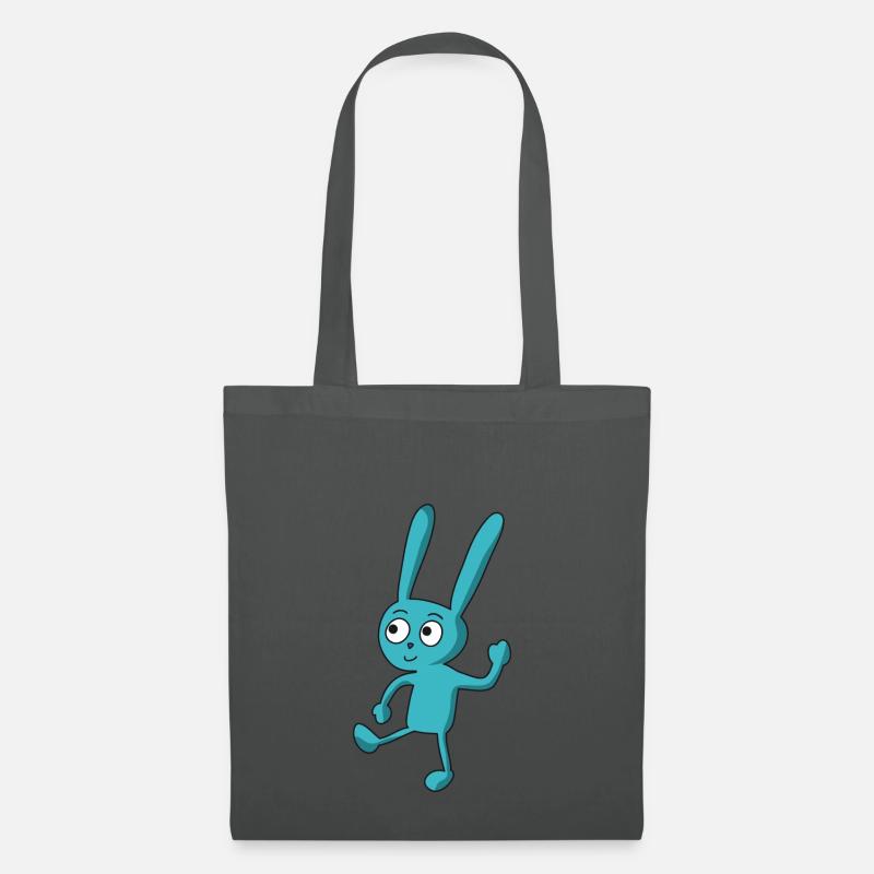 tanzender, lustiger, blauer Comic Hase - Stoffbeutel - Graphite