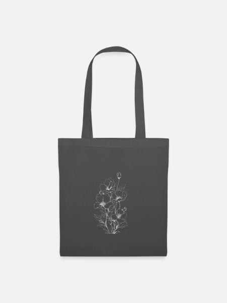 Blumen Line Art minimalistisch weiß skizze - Stoffbeutel - Graphite