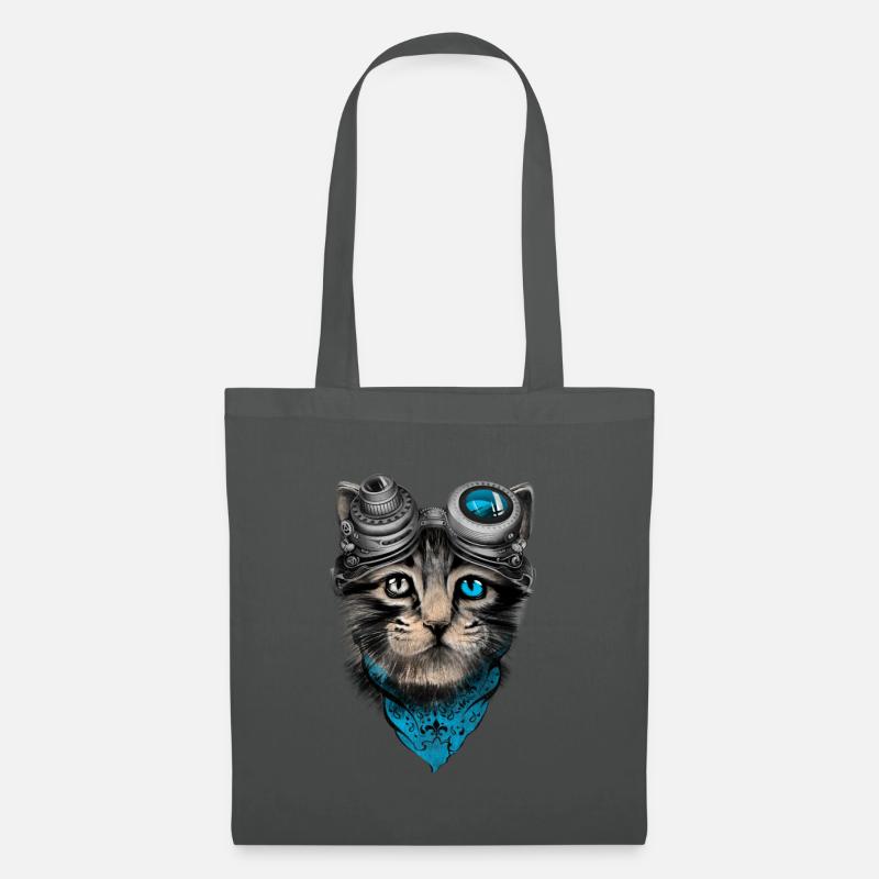 steampunk chat - Sac en tissu - gris graphite