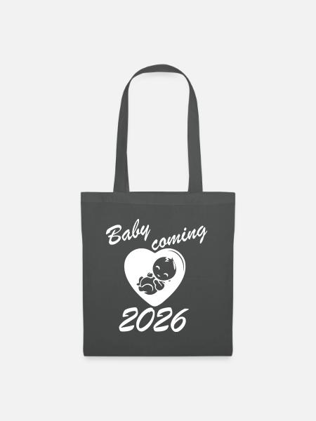 Baby Coming 2026 Herz-Motiv für Bald-Eltern - Stoffbeutel - Graphite
