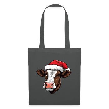 Tête d’animal de Noël de vache - Sac en tissu - gris graphite - Devant