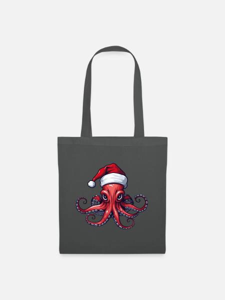 Oktopus Krake Weihnachten Tier - Stoffbeutel - Graphite