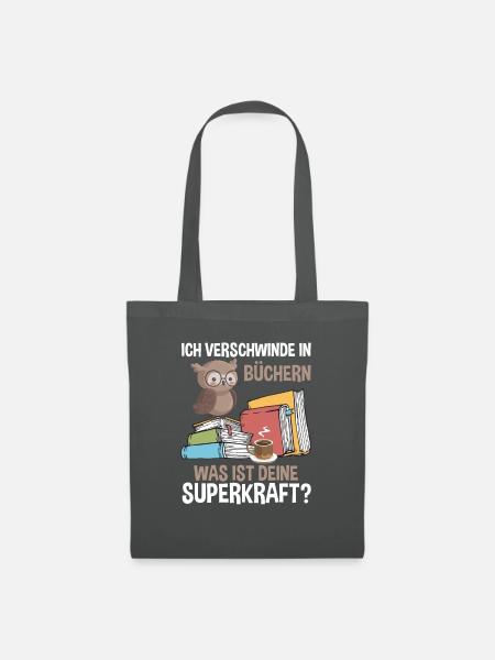 Ich Verschwinde In Büchern - Stoffbeutel - Graphite