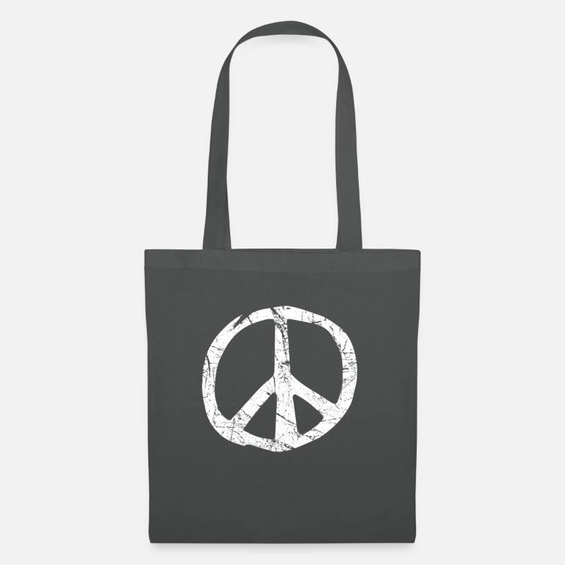 Retro Vintage Design Friedenszeichen Peace Zeichen - Stoffbeutel - Graphite