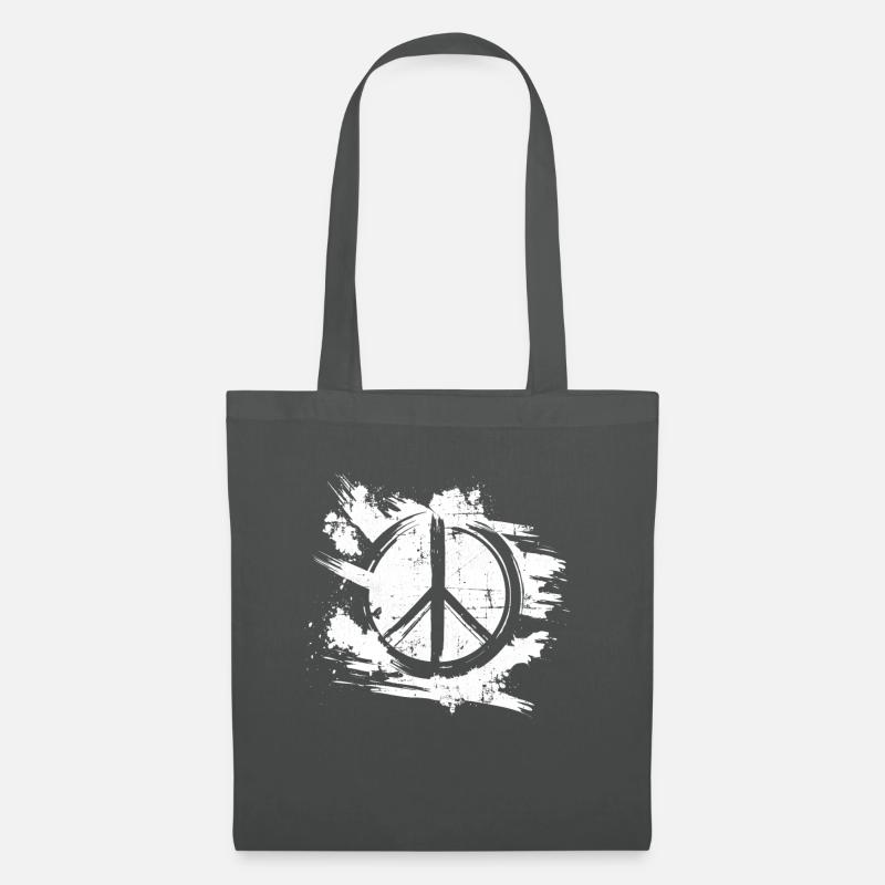 Retro Vintage Design Friedenszeichen Peace Zeichen - Stoffbeutel - Graphite