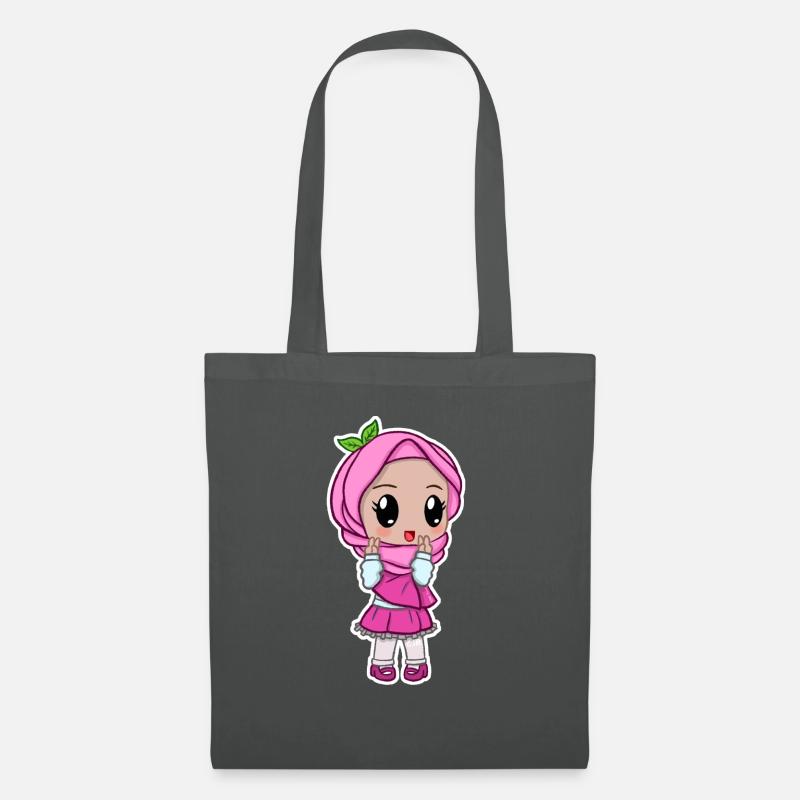 Süßes Mädchen in rosa Hijab - Stoffbeutel - Graphite