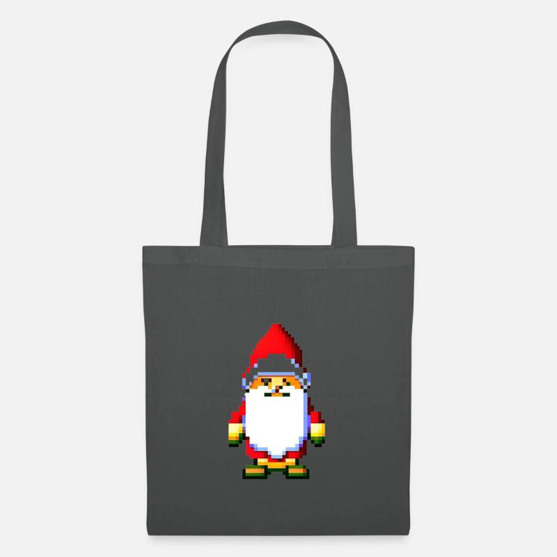 Pixelart Weihnachtsmann - Stoffbeutel - Graphite