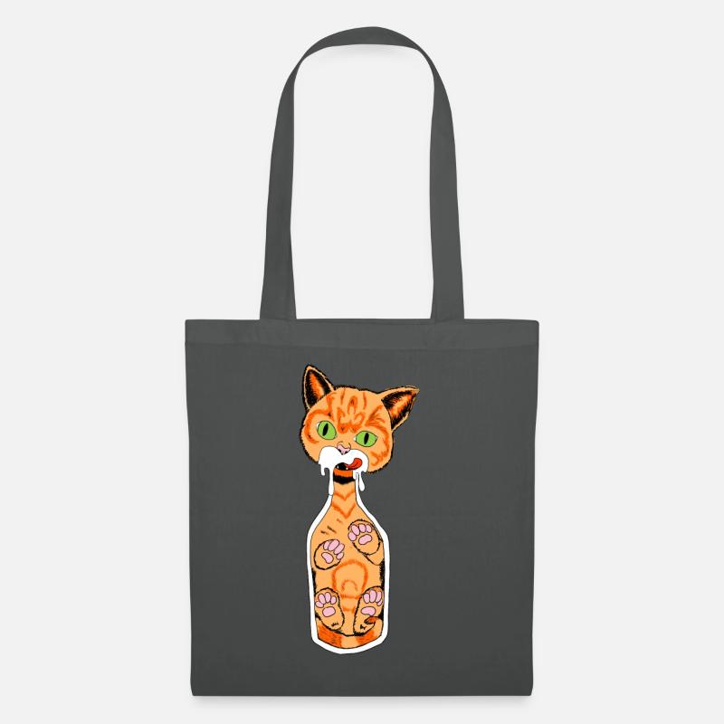 Katze in der Flasche - Stoffbeutel - Graphite