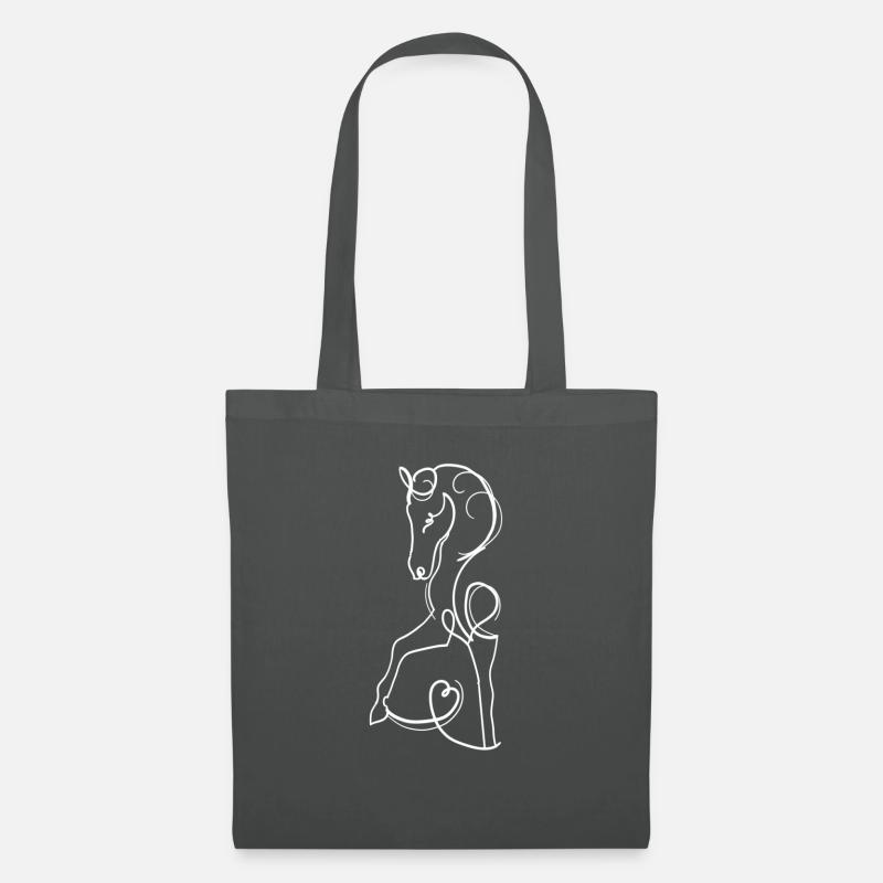 one line Pferd - Stoffbeutel - Graphite