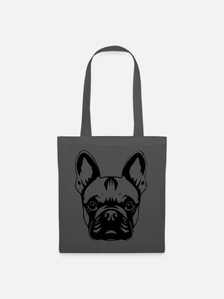 französische Bulldogge Hundekopf Bulldoggen Shirt - Stoffbeutel - Graphite